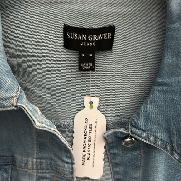 😎 Susan Graver Stretch Denim Jacket with Contrast Trim😎 - Picture 2 of 6